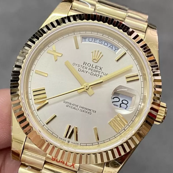 GM공장 롤렉스 데이데이트 실버 로만 다이얼 옐로우골드 40mm V3(텅스텐 헤비 버전) 228238