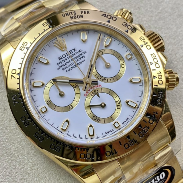 BT공장 롤렉스 데이토나 크로노그래프 화이트 다이얼 바인덱스 YG 금통 40mm 116508
