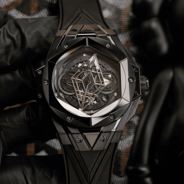 HB공장 위블로 빅뱅 상 블루 II 블랙 티타늄 러버 스트랩 45mm 418.CX.1114.RX.MXM20