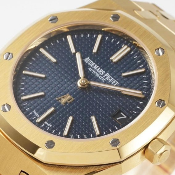 KZ공장 오데마피게 로얄오크 블루 텍스처 다이얼 옐로우골드 금통 39mm 15202BA