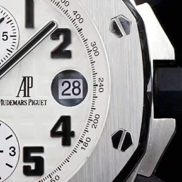 JF공장 오데마피게 로얄오크 오프쇼어 화이트 다이얼 스틸 브라운 가죽스트랩 42mm 26170ST