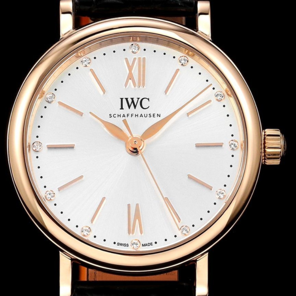 NR공장 IWC 포르토피노 레이디 로즈골드 화이트 다이얼 레더스트랩 34mm IW357401