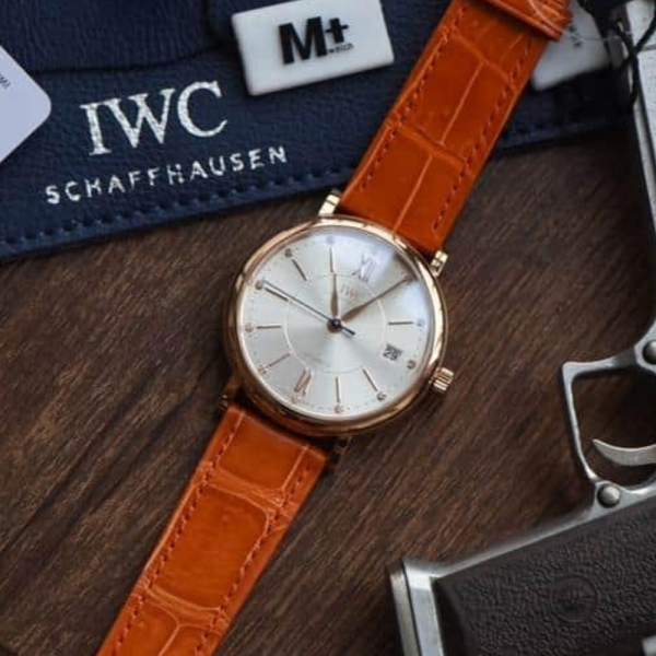 M+공장 IWC 포르토피노 레이디 로즈골드 그린 악어 레더 스트랩 37mm IW458116