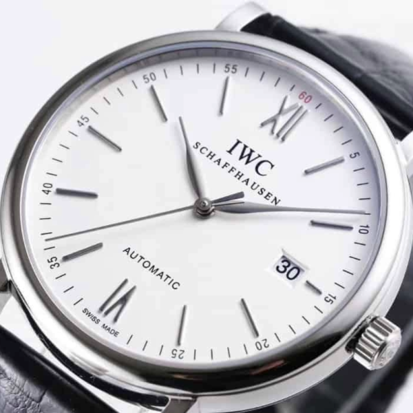 AF공장 IWC 포르토피노 클래식 오토매틱 화이트 다이얼 레더 스트랩 40mm IW356501