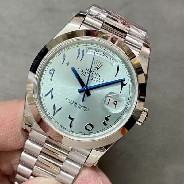 GM공장 롤렉스 데이데이트 아이스 블루 다이얼 아랍 인덱스 SS 쥬빌레 40mm V3(텅스텐 헤비 버전) 228236