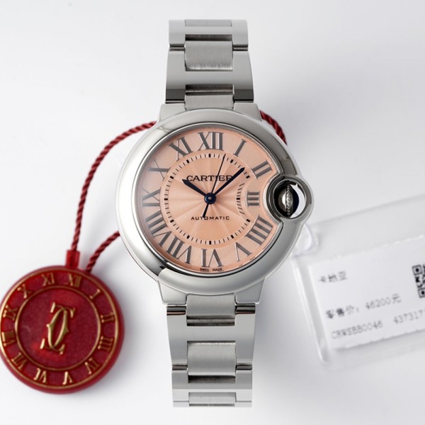 AF공장 발롱 블루 드 까르띠에 살구 다이얼 33mm 여성용시계 WSBB0046