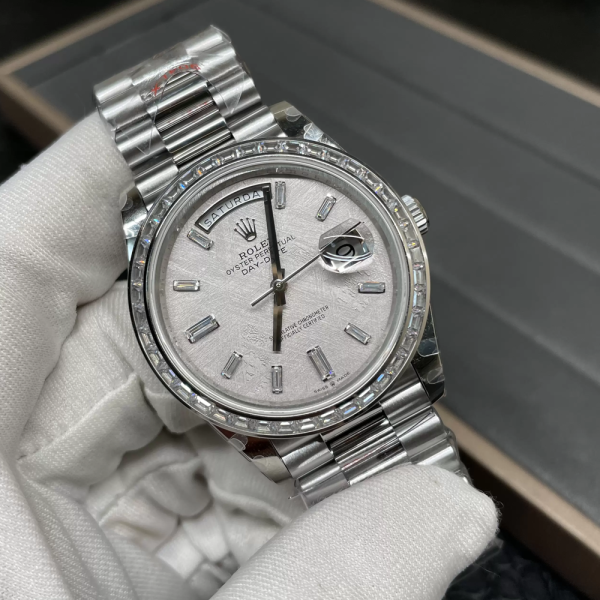 GM공장 롤렉스 데이데이트 메테오 다이얼 바게트 인덱스 다이아 베젤 40mm V3(텅스텐 헤비 버전) 228236