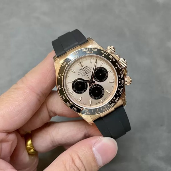 QF공장 롤렉스 데이토나 크로노그래프 골드 다이얼 바인덱스 RG 금통 러버밴드 40mm (텅스텐 헤비버전) 126518