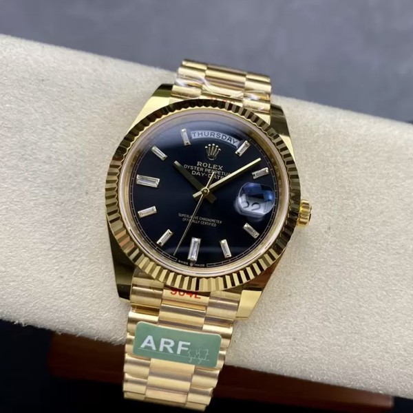 ARF공장 롤렉스 데이데이트 검판 바게트다이아 다이얼 옐골 40mm m228238