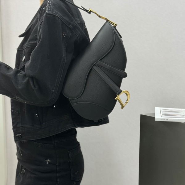 디올 새들 미듐 호보백 블랙