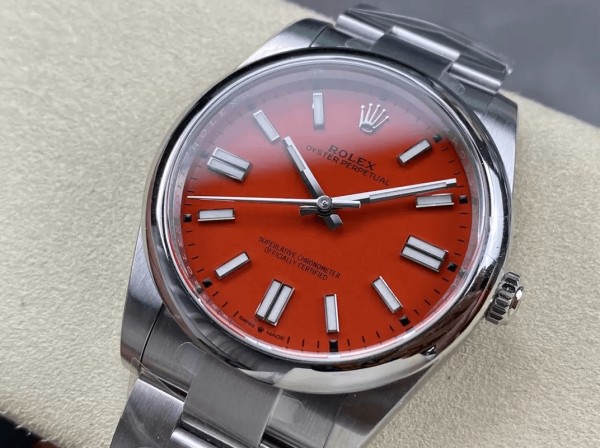 클린공장 롤렉스 오이스터 퍼페츄얼 레드 다이얼 바인덱스 SS 브레이슬릿 36mm 126000