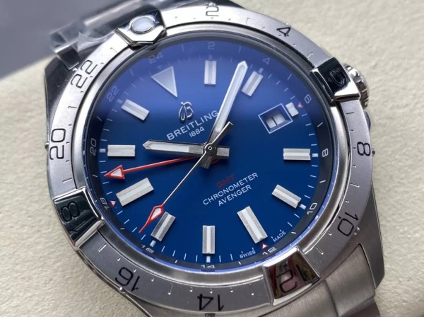BLS공장 브라이틀링 어벤저 오토매틱 GMT 베스트 에디션 블루 다이얼 SS 브레이슬릿 44mm