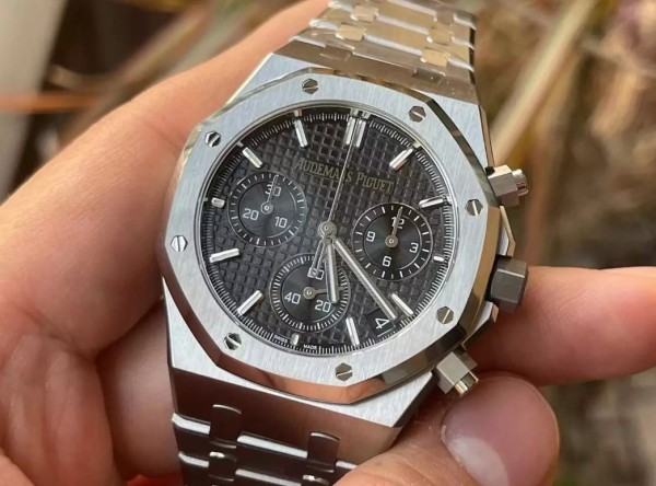 APS공장 오데마피게 로열오크 크로노그래프 블랙 텍스처 다이얼 스틸 SS 브레이슬릿 41mm 26240ST