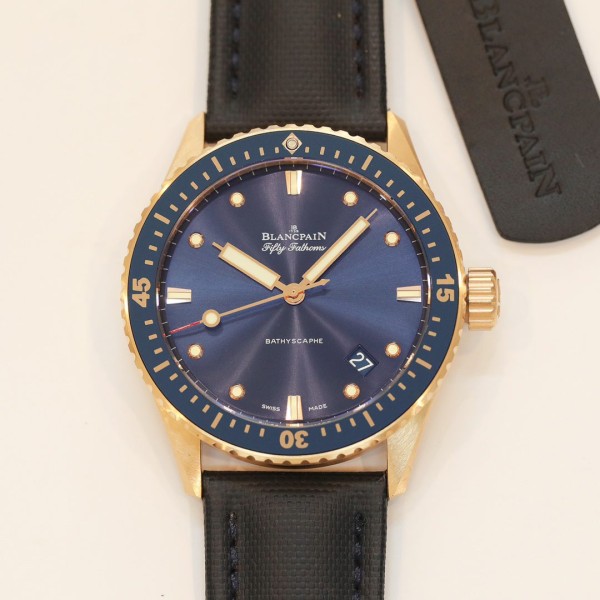 GF공장 블랑팡 피프티 패덤즈 스틸 로즈골드 블루 다이얼 43mm  5000-36S40-O52A