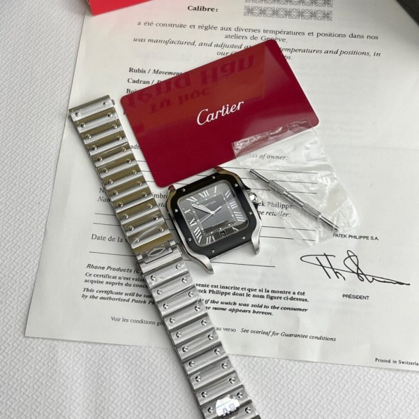 BV공장 까르띠에 산토스 드 까르띠에 라지 블랙 다이얼 40mm WSSA0037