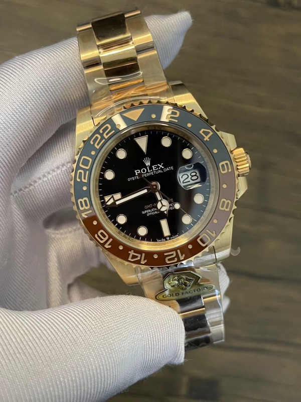 GOLD공장 롤렉스GMT 마스터2 루트비어 RG 금통 오이스터 브레이슬릿 40mm 126715 CHNR